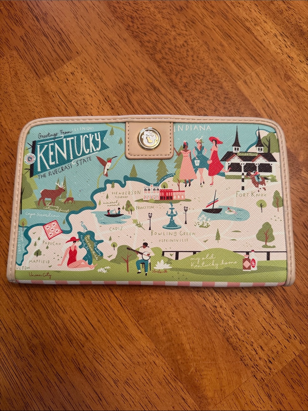 Spartina Kentucky Map Wristlet Wallet with Pastel Illustration